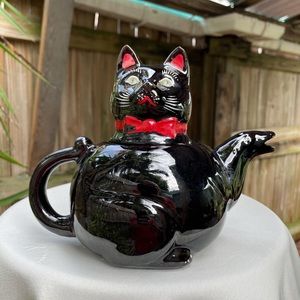 Stafford Black Teapot Vintage Redware